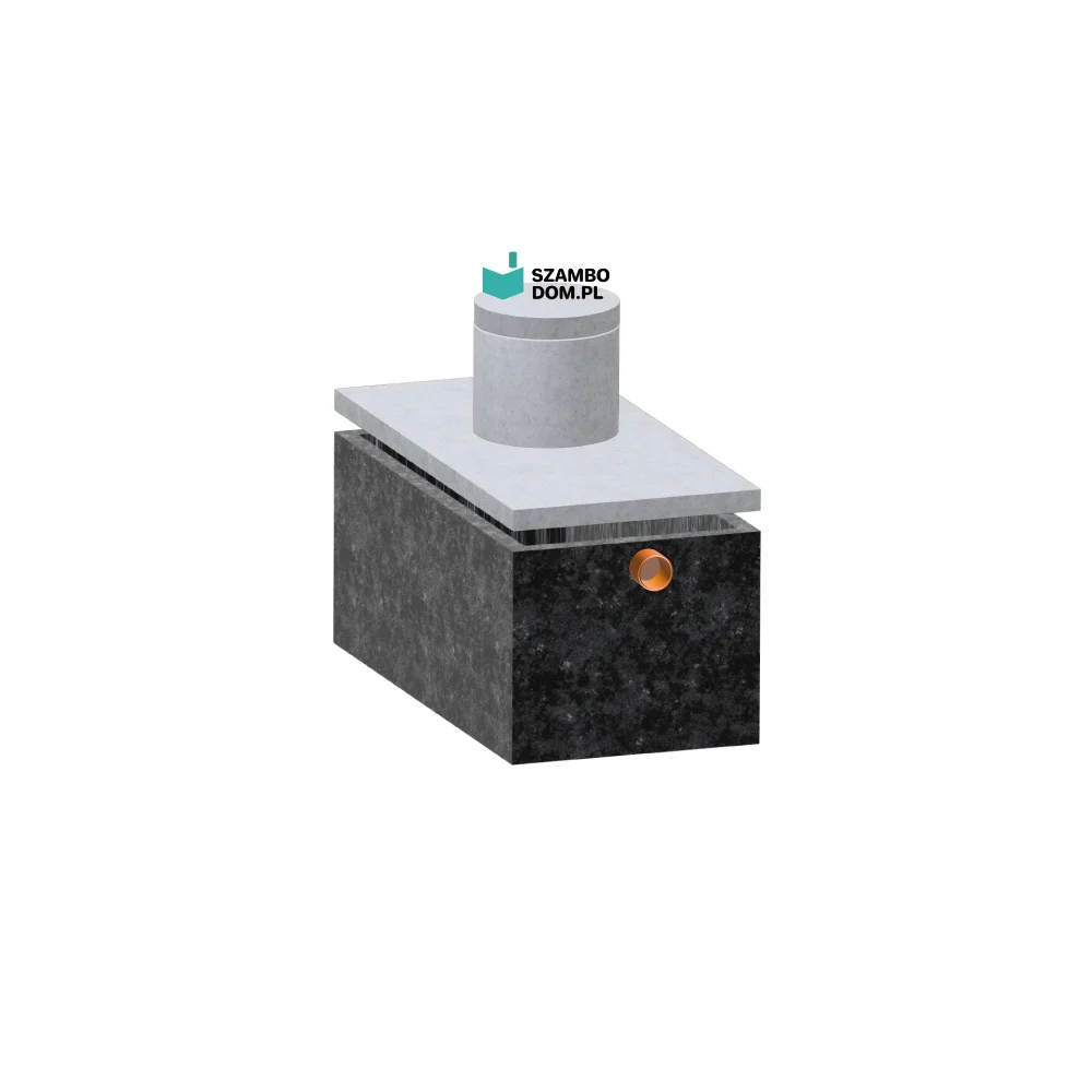 Szambo betonowe 2m3 - 2000 Litrów, z kominkiem i włazem betonowym. Zbiornik posiada wlot na rurę fi 160.