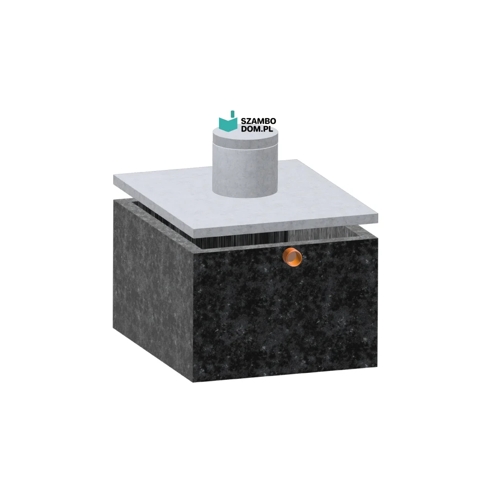 Szambo betonowe 5m3 - 5000 Litrów, z kominkiem i włazem betonowym. Zbiornik posiada wlot na rurę fi 160.