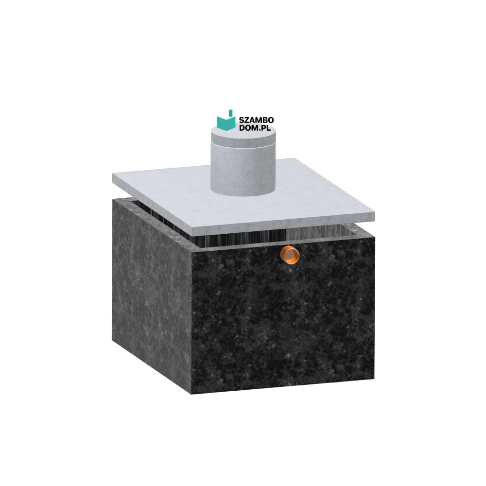 Szambo betonowe 6m3 - 6000 Litrów, z kominkiem i włazem betonowym. Zbiornik posiada wlot na rurę fi 160.