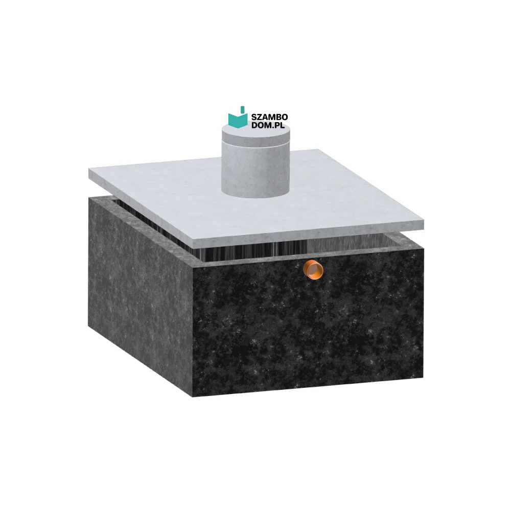 Szambo betonowe 8m3 - 8000 Litrów, z kominkiem i włazem betonowym. Zbiornik posiada wlot na rurę fi 160.