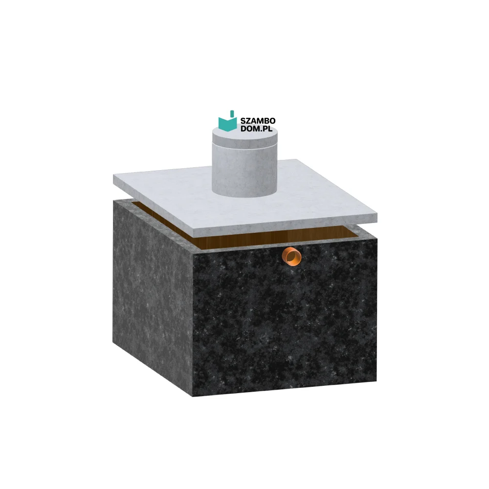 Zbiornik na deszczówkę i gnojowicę o pojemności 6000 l, kominkiem i włazem betonowym. Zbiornik posiada wlot na rurę fi 160.