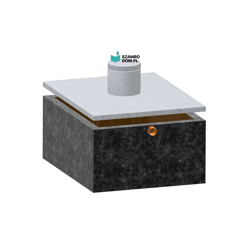 Zbiornik na deszczówkę 8m3 i gnojowicę o pojemności 8000 l, kominkiem i włazem betonowym. Zbiornik posiada wlot na rurę fi 160.